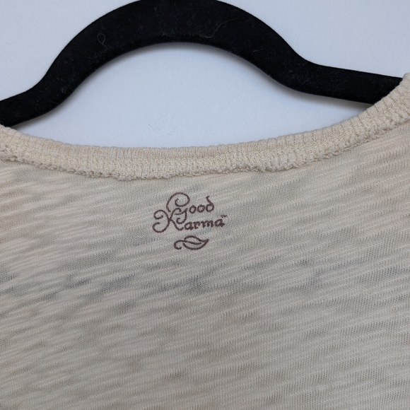 Good Karma by Life is Good Distressed Lagenlook Long Sleeve Sz L organic cotton - Picture 12 of 16